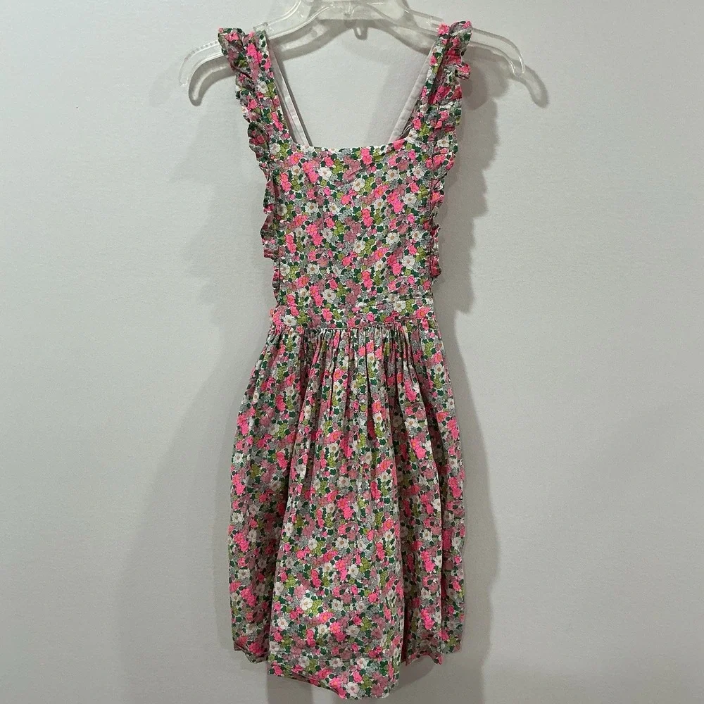 Mini Boden Floral Spring Dress Size 11 / 12 Floral Sleeveless Flutter Jumper